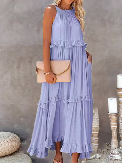 Dylilah | Neck Ruffle Trim Dress