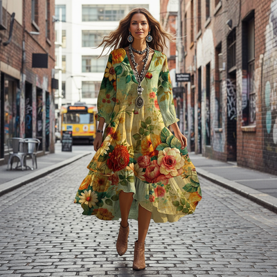 CLARA | Flowing Floral Midi Dress