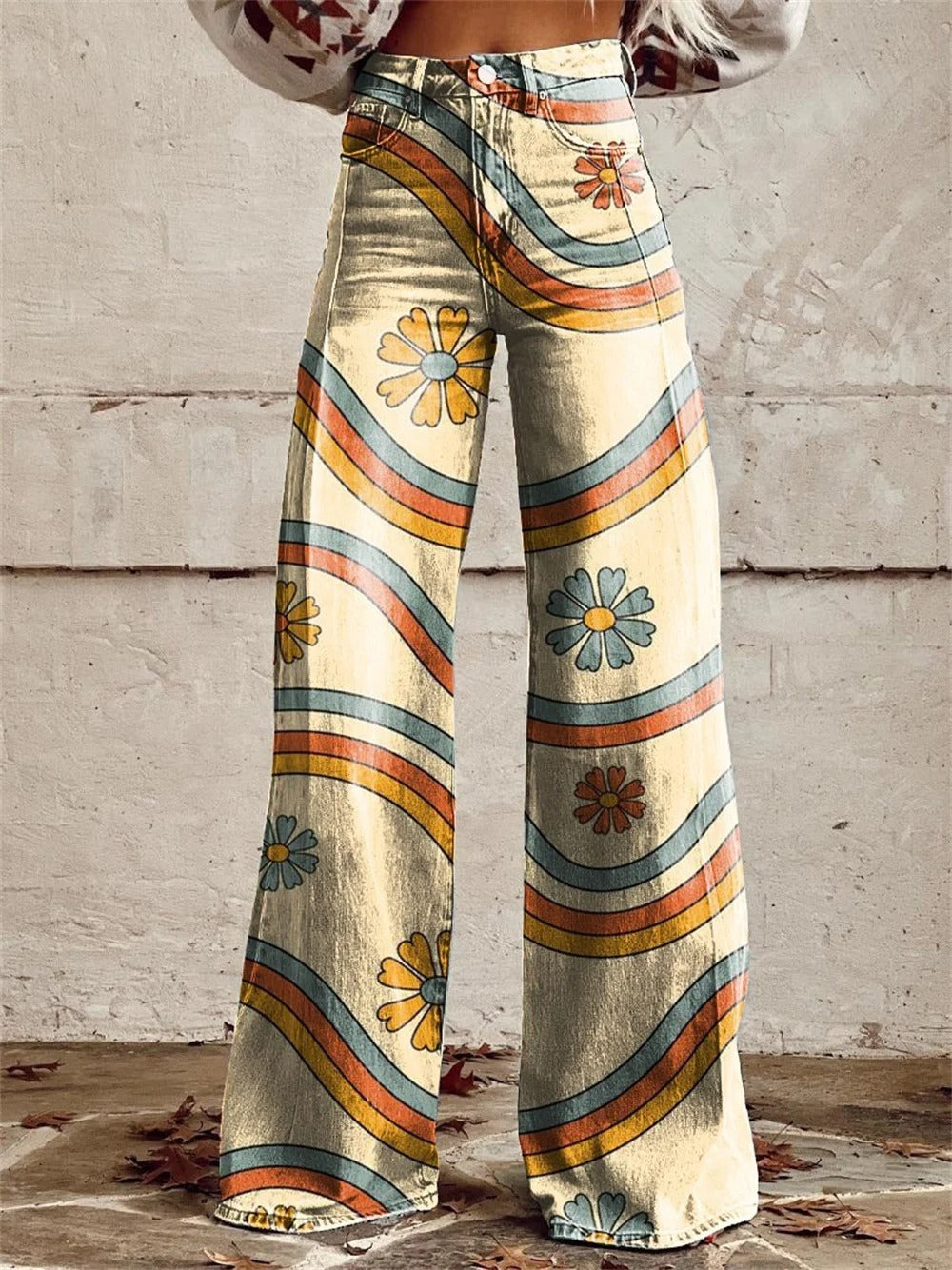 Lily™ - Stylish Multicoloured Striped Wide Leg Trousers