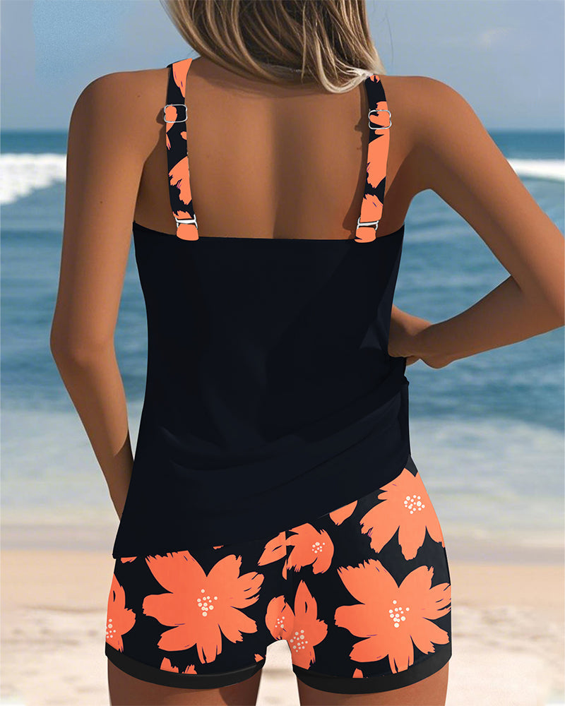Inger - U-Neck Sleeveless Printed Tankini