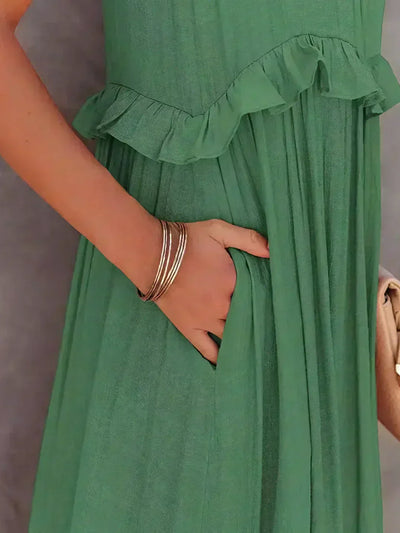 Dylilah | Neck Ruffle Trim Dress