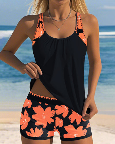 Inger - U-Neck Sleeveless Printed Tankini