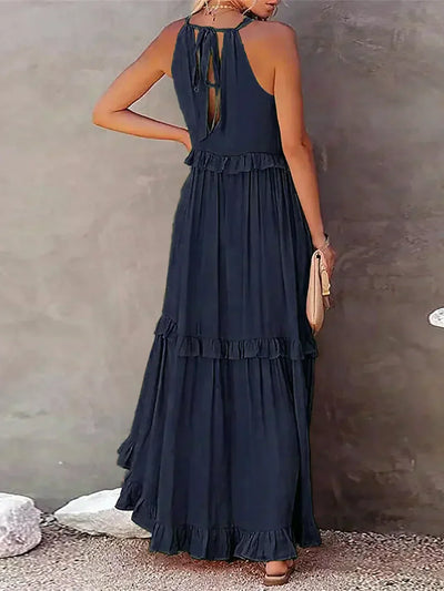 Dylilah | Neck Ruffle Trim Dress