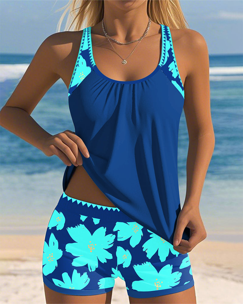 Inger - U-Neck Sleeveless Printed Tankini