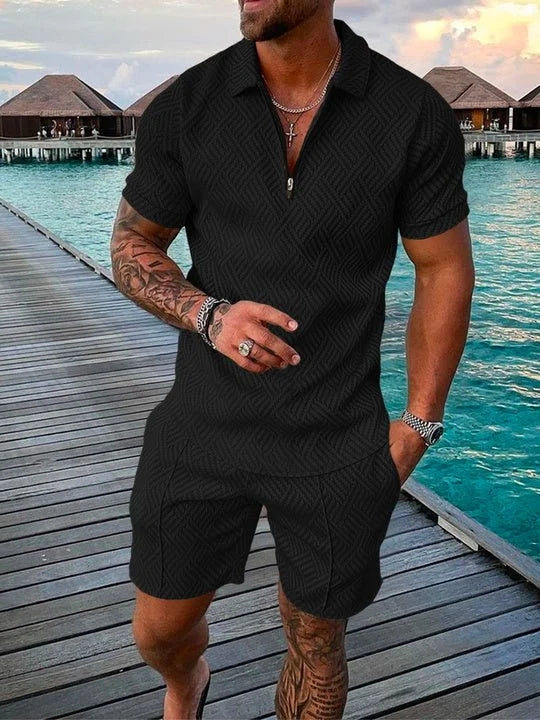 Midnight Black Polo & Shorts Co-Ord