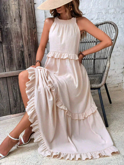 Dylilah | Neck Ruffle Trim Dress