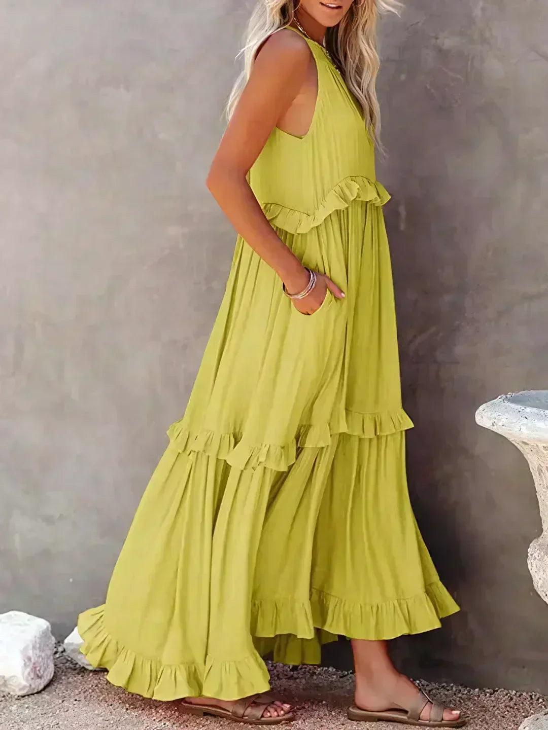 Dylilah | Neck Ruffle Trim Dress