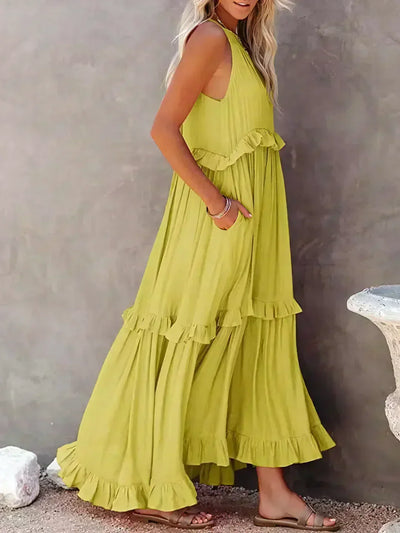 Dylilah | Neck Ruffle Trim Dress