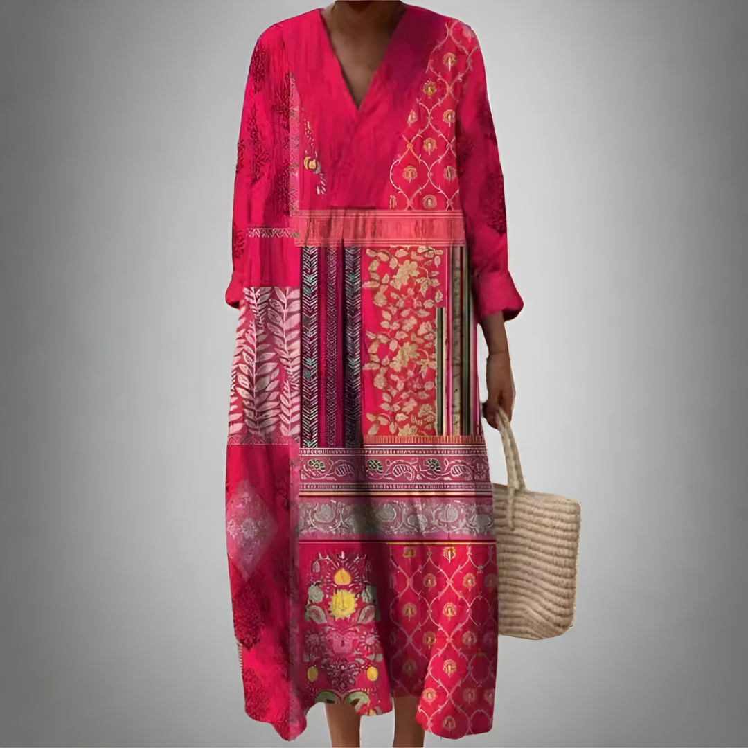 GWENDOLYN | Bohemian Patchwork Midi Dress