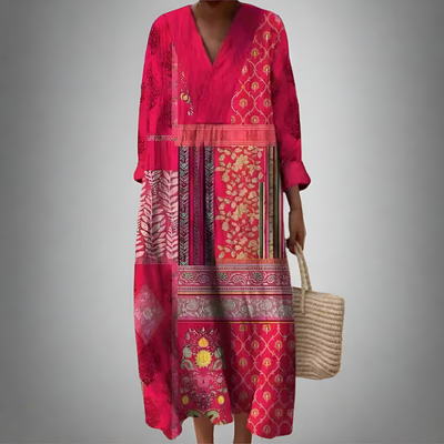 GWENDOLYN | Bohemian Patchwork Midi Dress