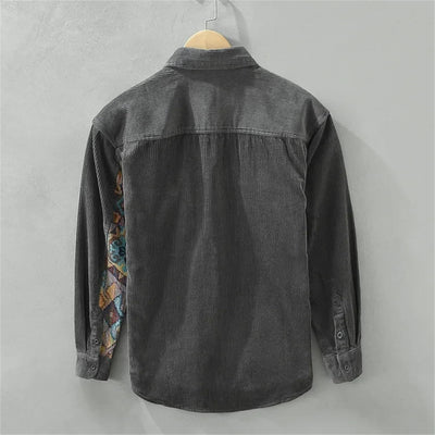 UIOKLMJH Men's Retro Outdoor Sports Long Sleeve Shirt Casual Literary Loose Patchwork Handsome Blouses with Pocket