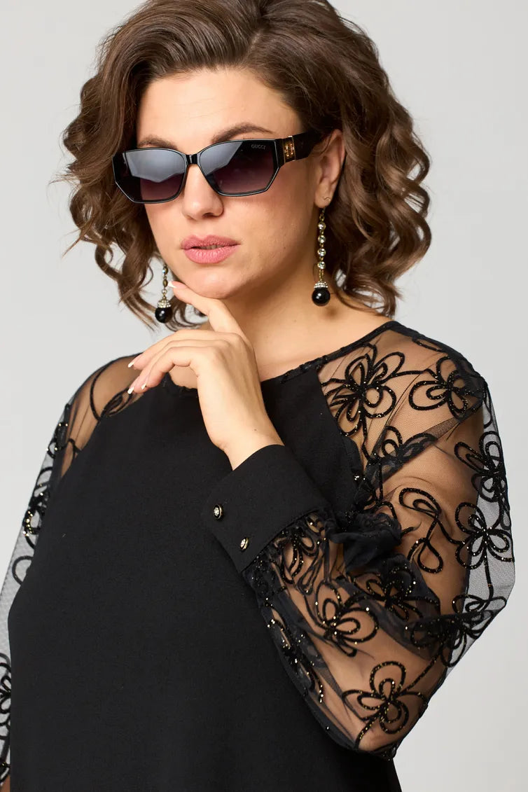 Destiney | Lace-Sleeve Dress