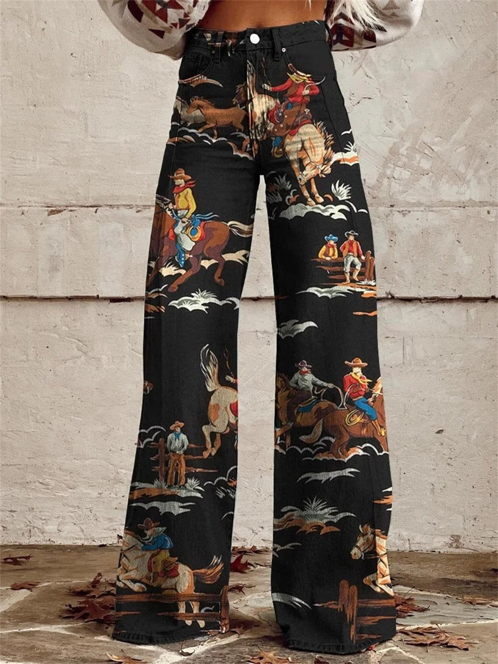 Penelope™ - Vintage Printed Wide Leg Trousers