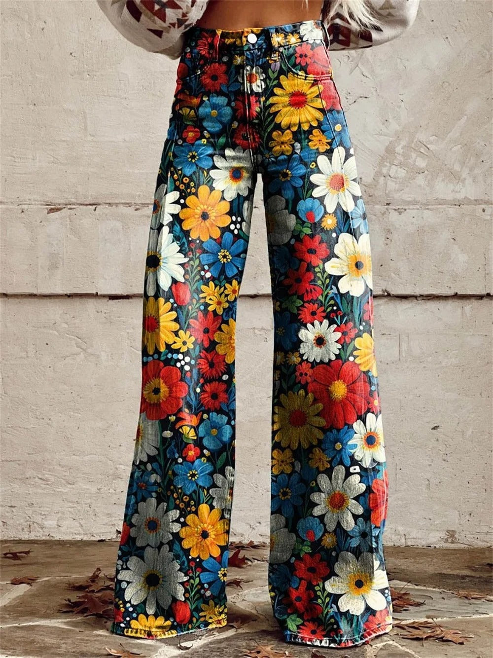 Charlotte™ - Comfortable Colourful Floral Print Wide Leg Trousers