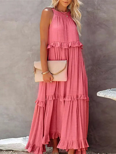 Dylilah | Neck Ruffle Trim Dress