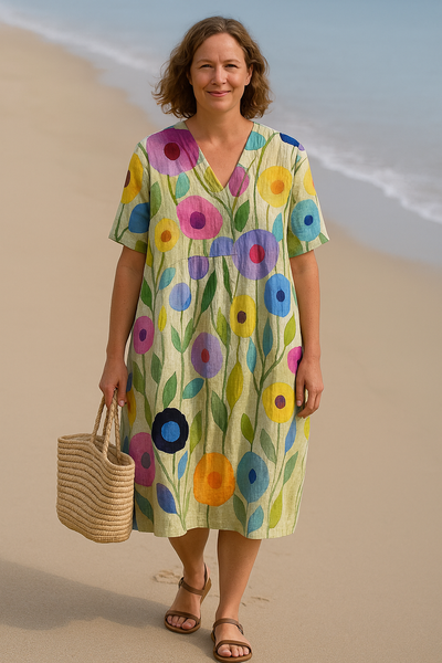 BEGONIA Floral Tummy-Hiding Dress