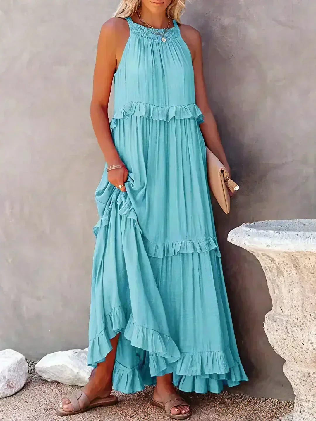 Dylilah | Neck Ruffle Trim Dress