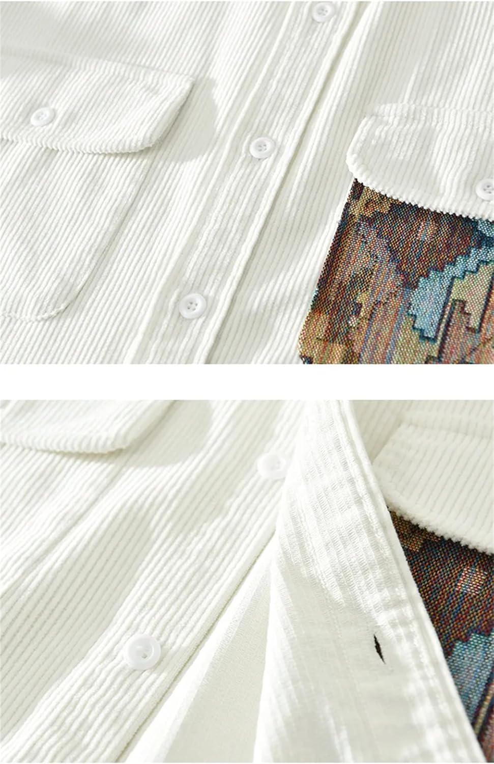 UIOKLMJH Men's Retro Outdoor Sports Long Sleeve Shirt Casual Literary Loose Patchwork Handsome Blouses with Pocket