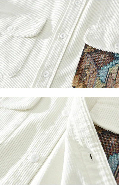 UIOKLMJH Men's Retro Outdoor Sports Long Sleeve Shirt Casual Literary Loose Patchwork Handsome Blouses with Pocket