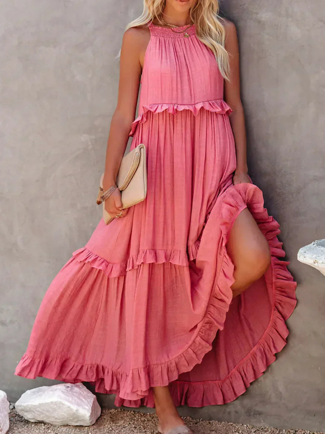 Dylilah | Neck Ruffle Trim Dress