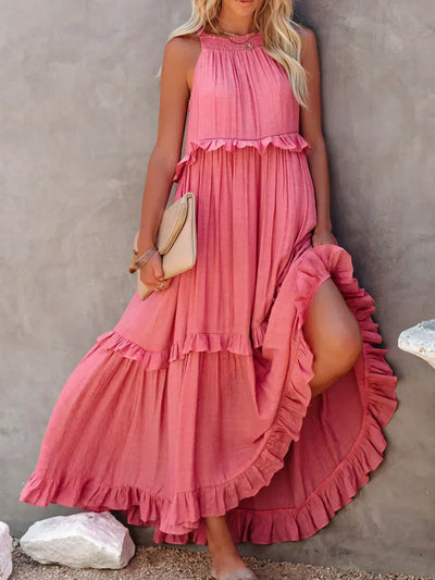 Dylilah | Neck Ruffle Trim Dress