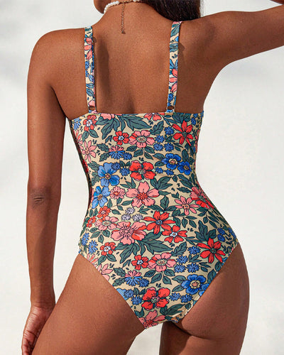 Marianne - Floral Print Halterneck Swimsuit