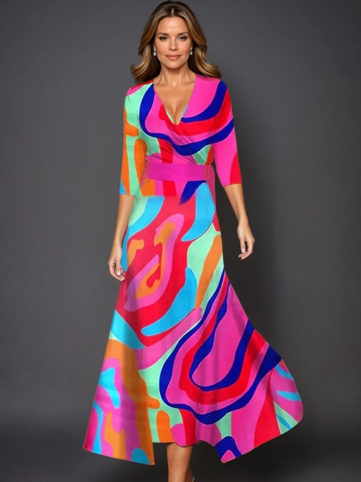 Zoe Classic Floral V-Neck Maxi Dress