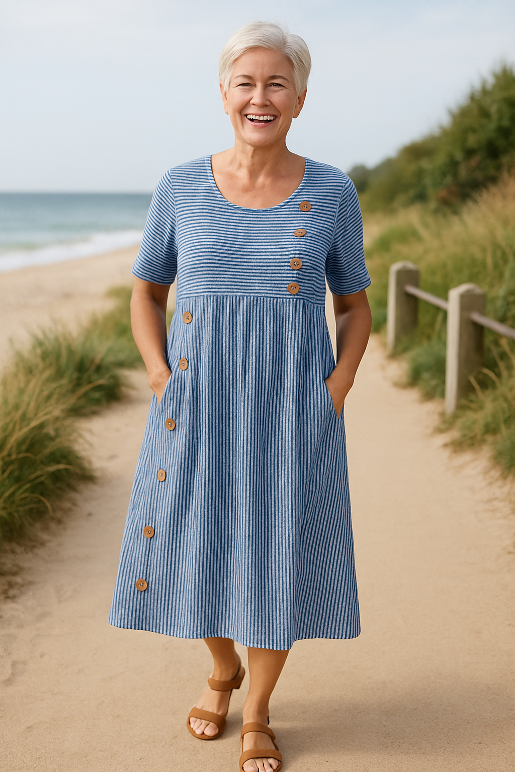 Brienne™ | Striped Midi Dress