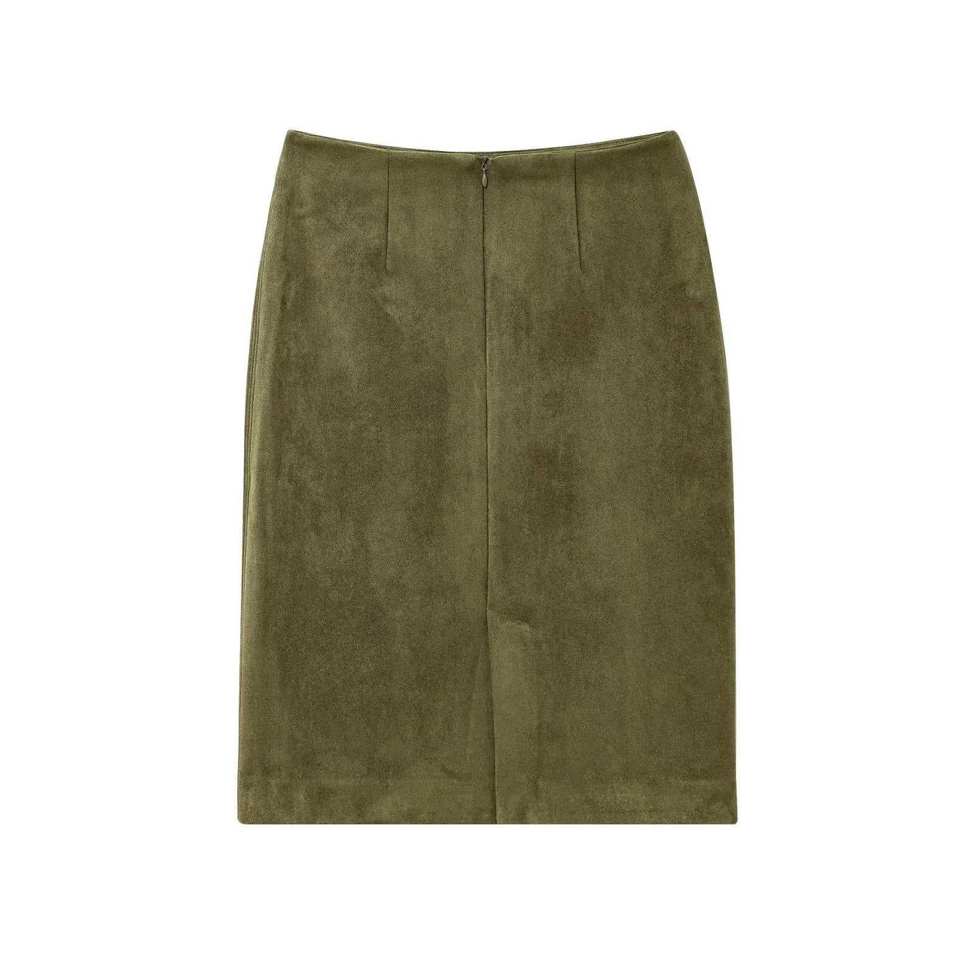 WHITE | Suede-style midi skirt
