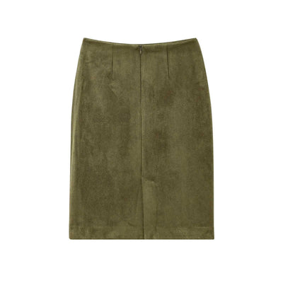 WHITE | Suede-style midi skirt