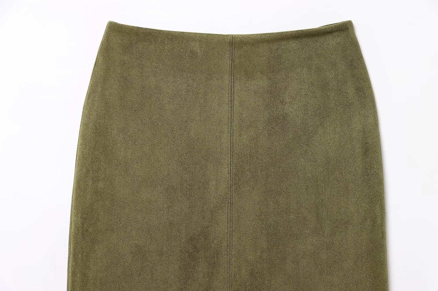 WHITE | Suede-style midi skirt