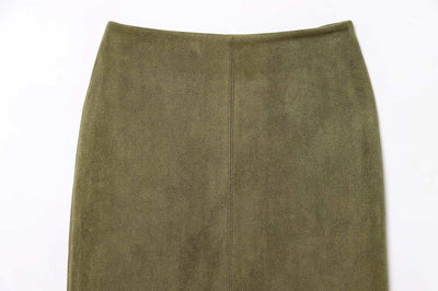 WHITE | Suede-style midi skirt