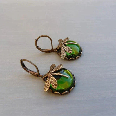 TAMARA™ - Spherical Dragonfly Earrings in Antique Gold