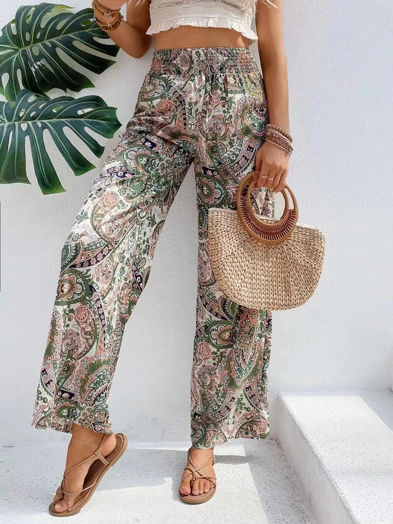 Olivia™ - Vintage Printed Wide-leg Trousers