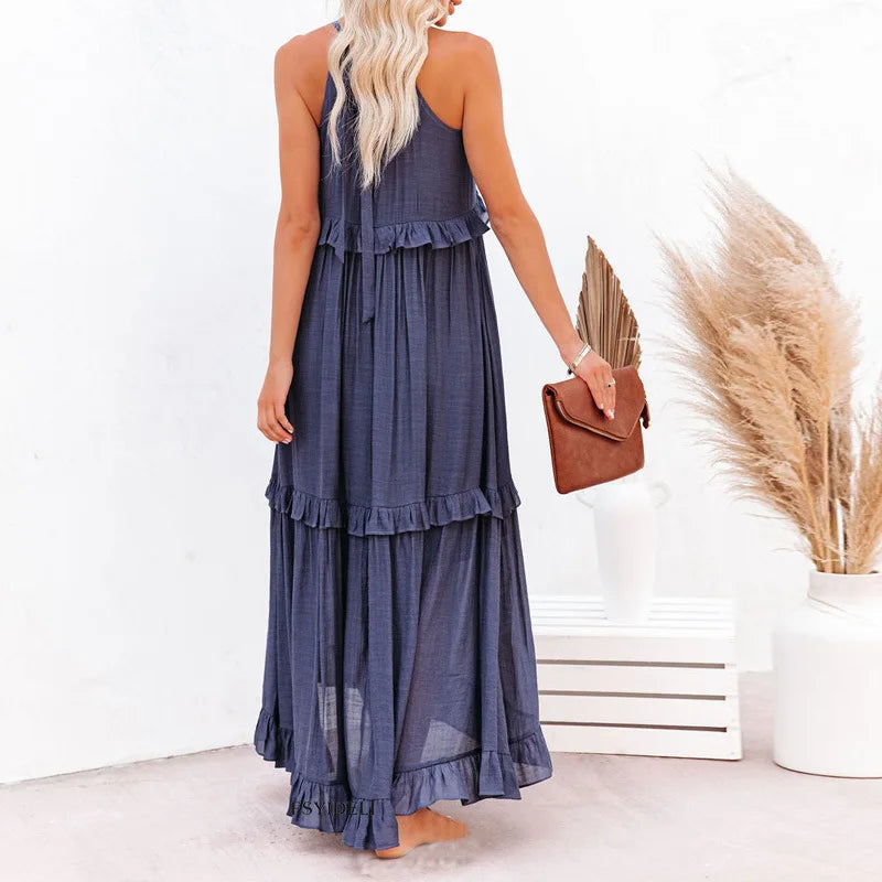 Dylilah | Neck Ruffle Trim Dress