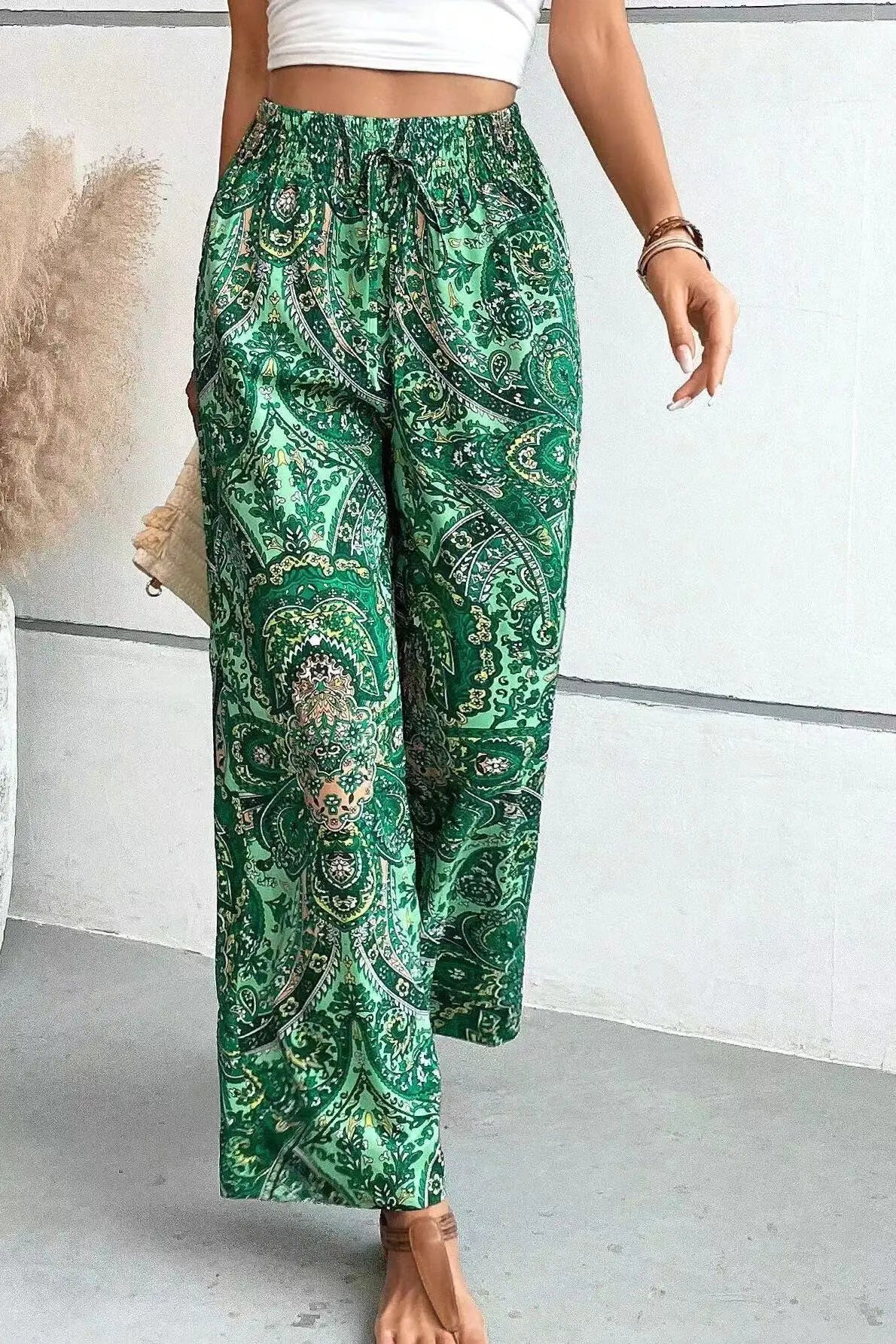 Olivia™ - Vintage Printed Wide-leg Trousers