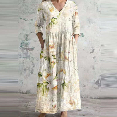 Fiona Floral Linen-Cotton Dress