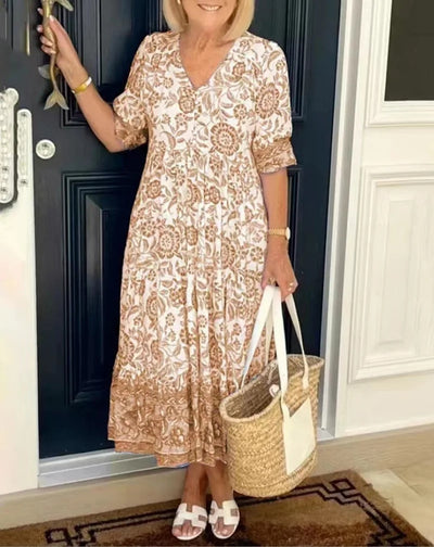Lunah | Floral V-Neck Dress