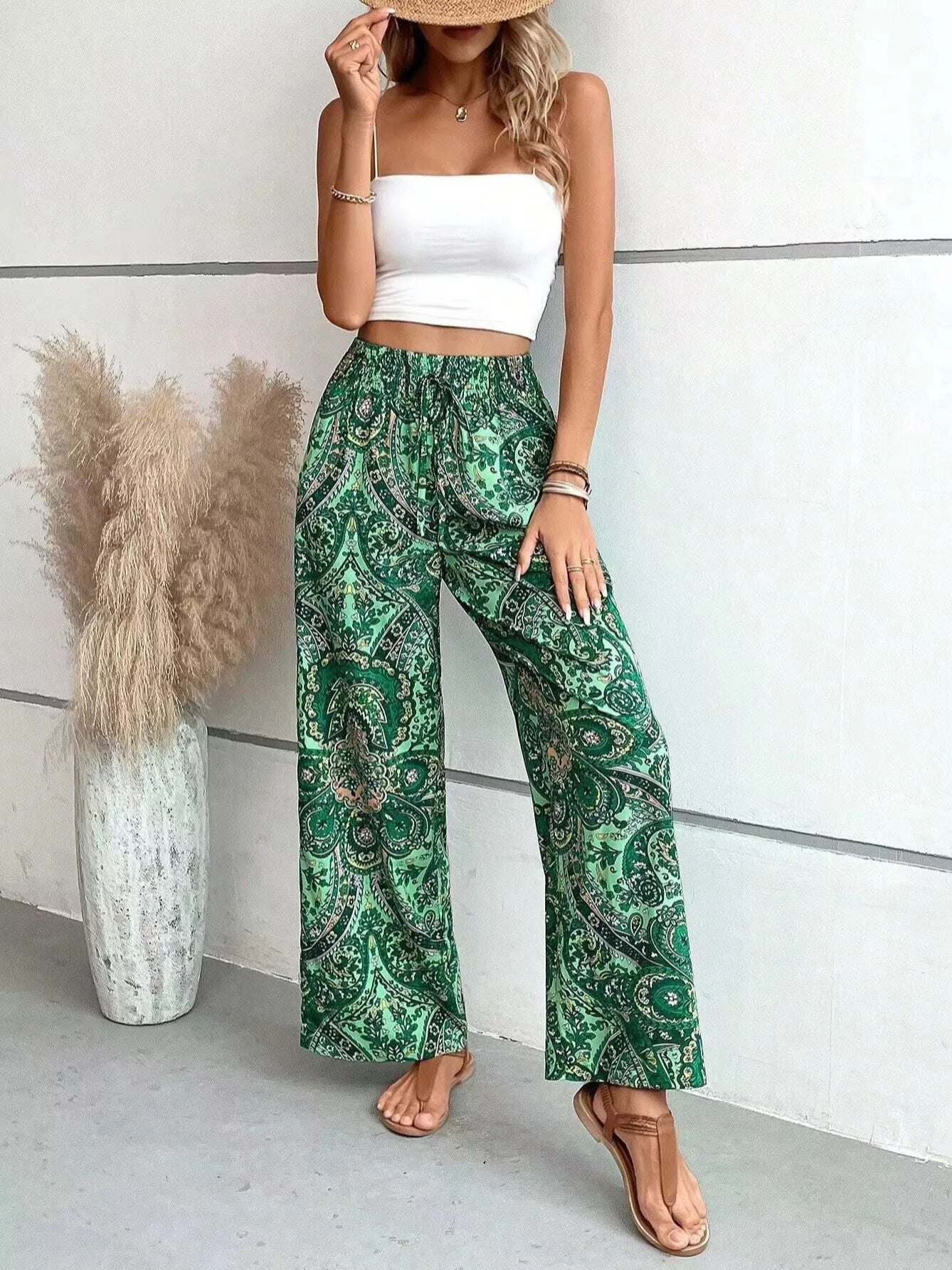 Olivia™ - Vintage Printed Wide-leg Trousers