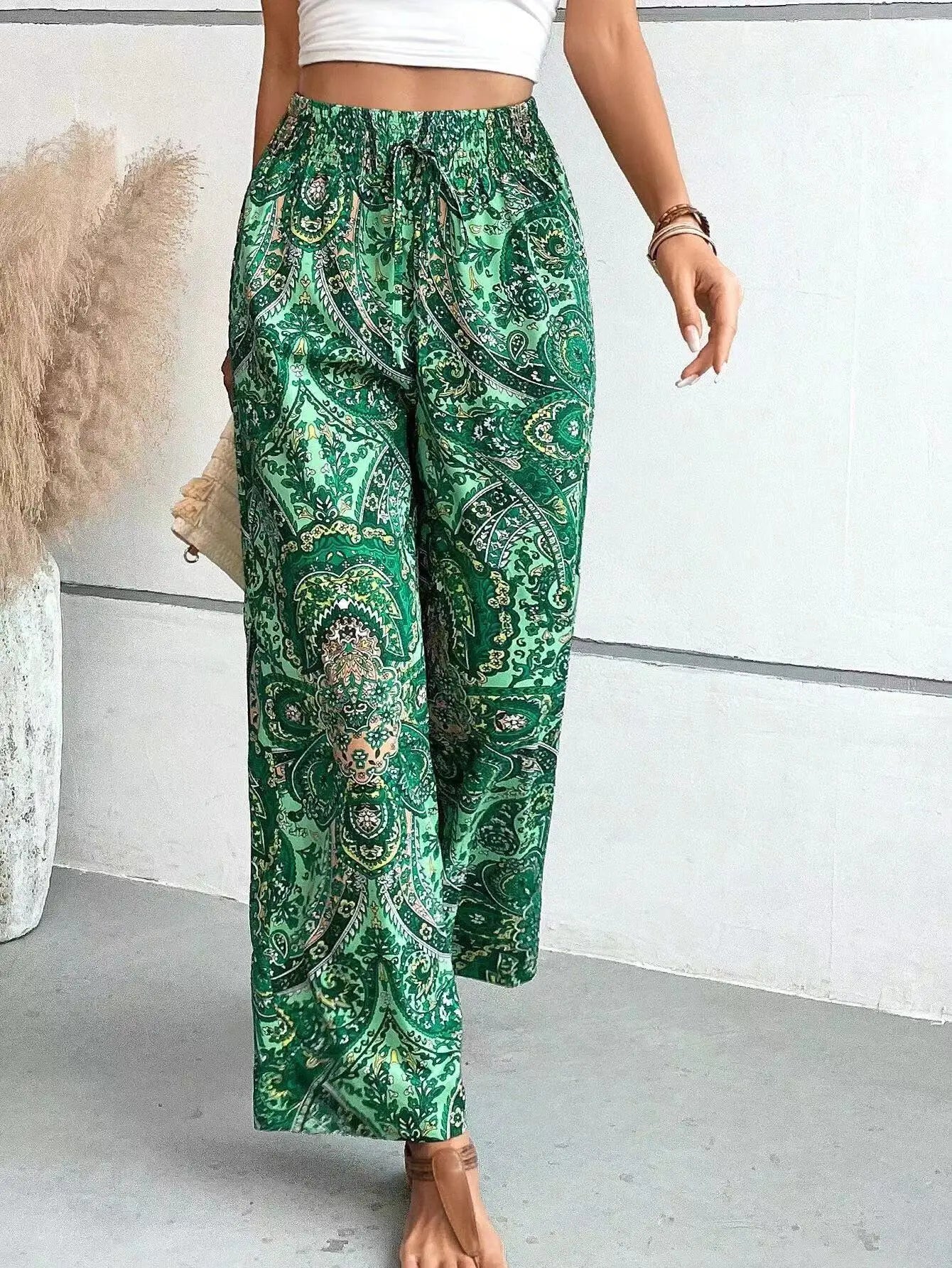 Olivia™ - Vintage Printed Wide-leg Trousers