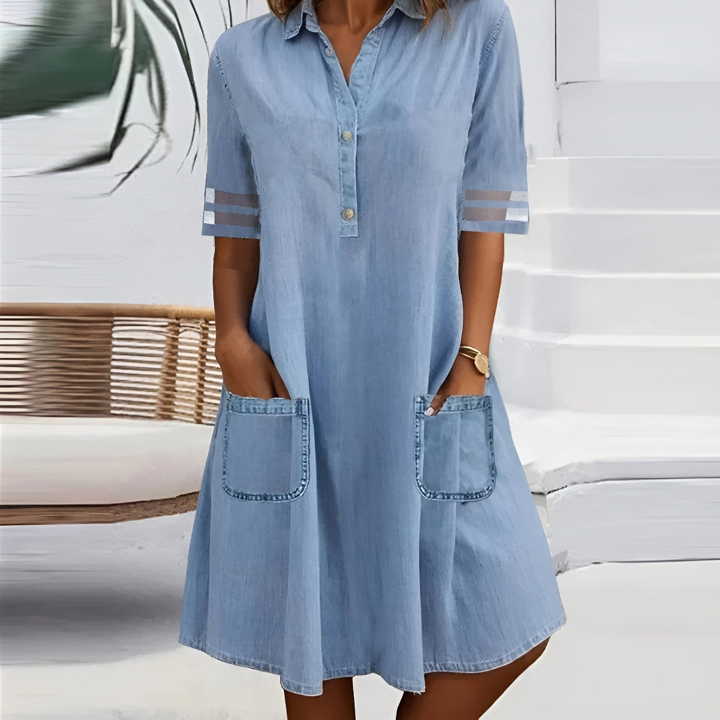 Denivia Light Denim Pocket Shirt Dress
