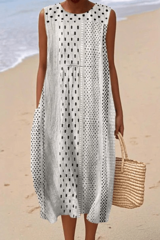 MELINDA | The Monochrome Drift – Sleeveless Dress