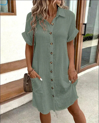 Hailey | Cotton Linen Shirt Dress