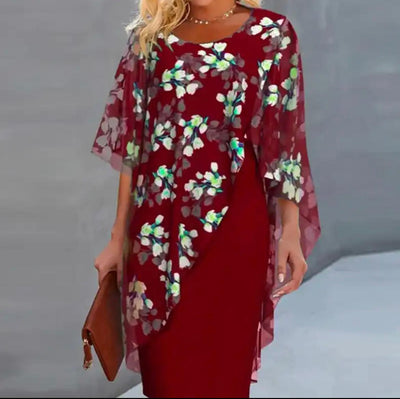 Margaret Floral Sheer Capelet Dress
