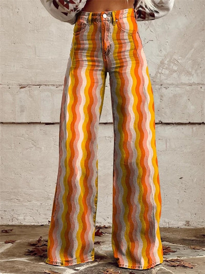 Lily™ - Stylish Multicoloured Striped Wide Leg Trousers