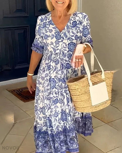 Azariah™ | Elegant Floral Dress with V-Neck