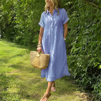 Florine Flattering Striped Shirtdress