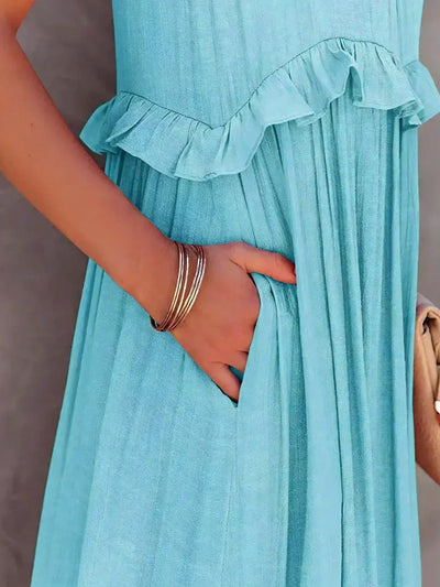 Dylilah | Neck Ruffle Trim Dress