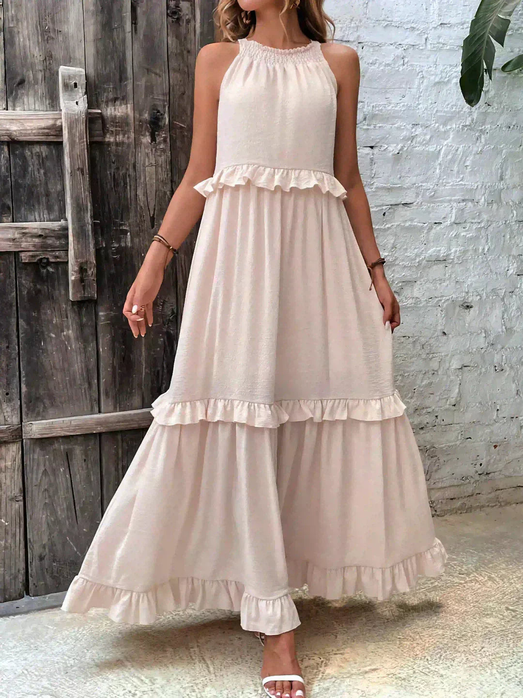Dylilah | Neck Ruffle Trim Dress