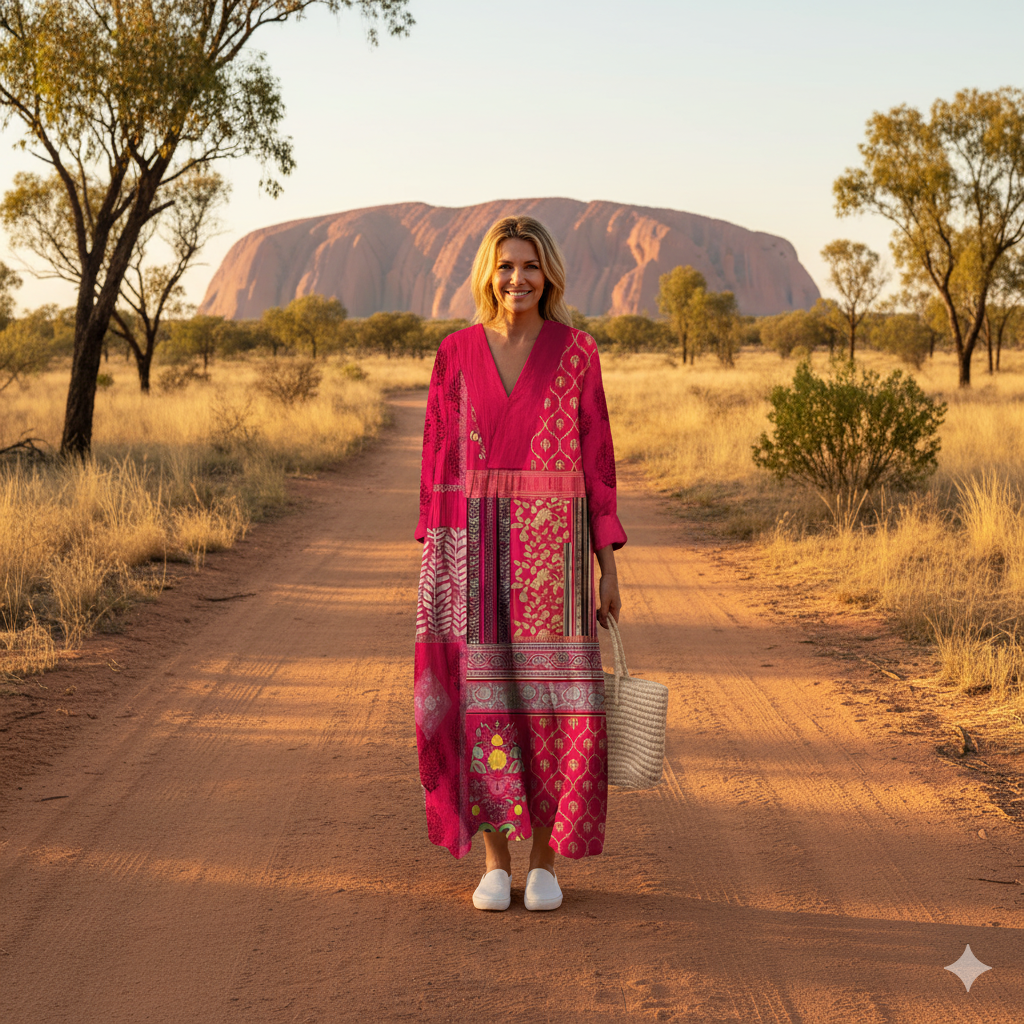 GWENDOLYN | Bohemian Patchwork Midi Dress